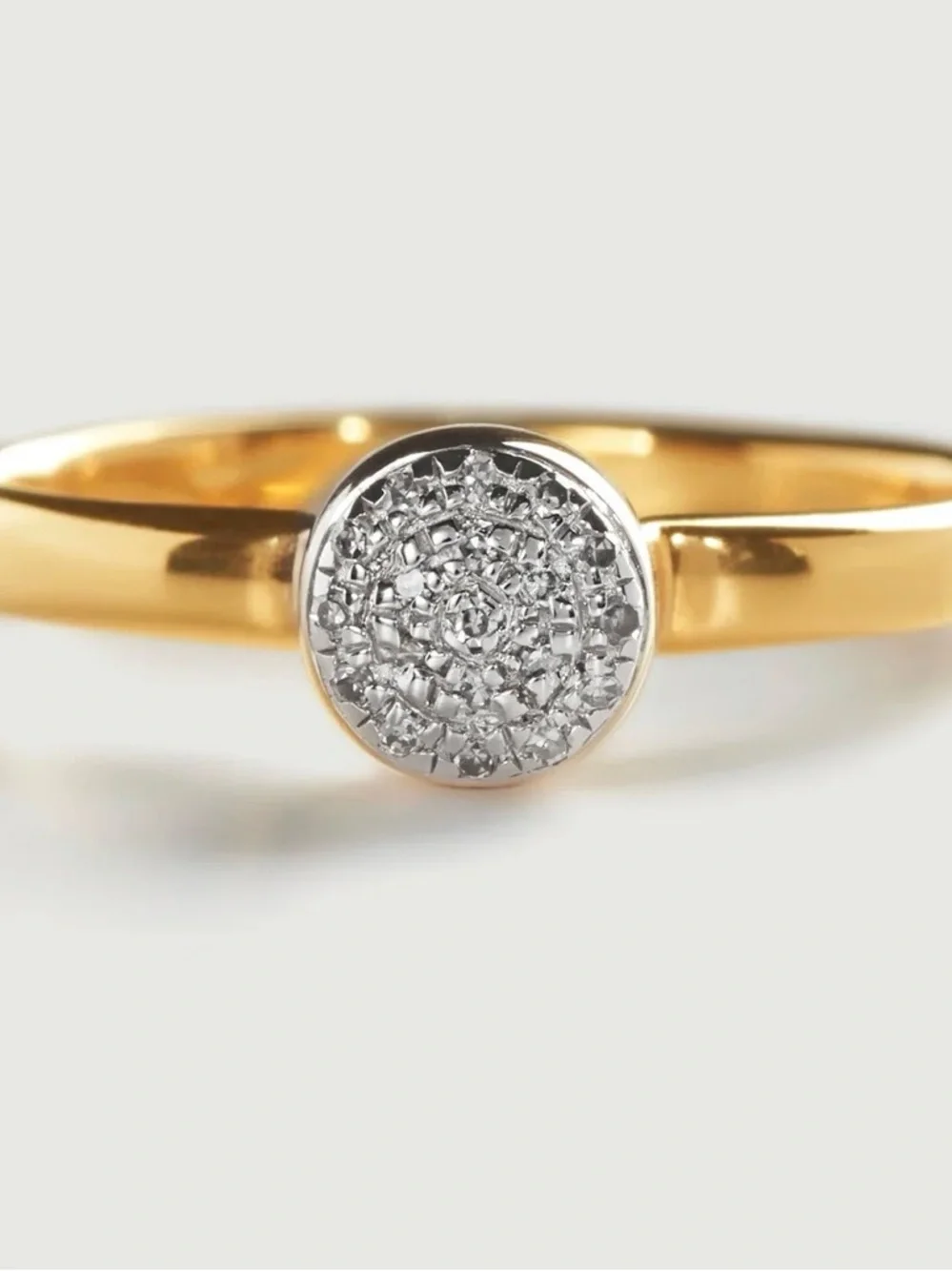 Monica vinader fiji Mini Button Stacking Ring 18k Gold Vermeil & Diamond $200